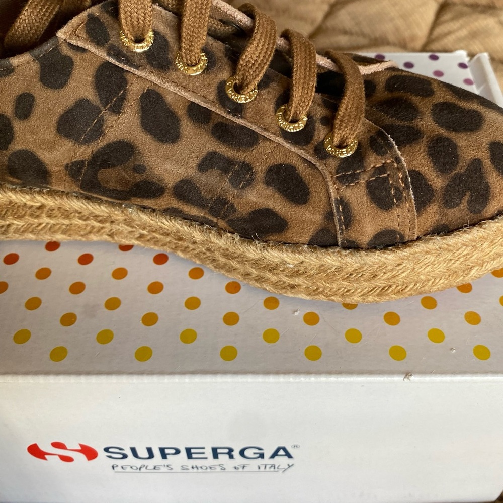 SUPERGA PLATFORM LEOPARD ESPADRILLE FLATFORM SNEAKER SIZE EU 37 / US 6.5 - Picture 5 of 16